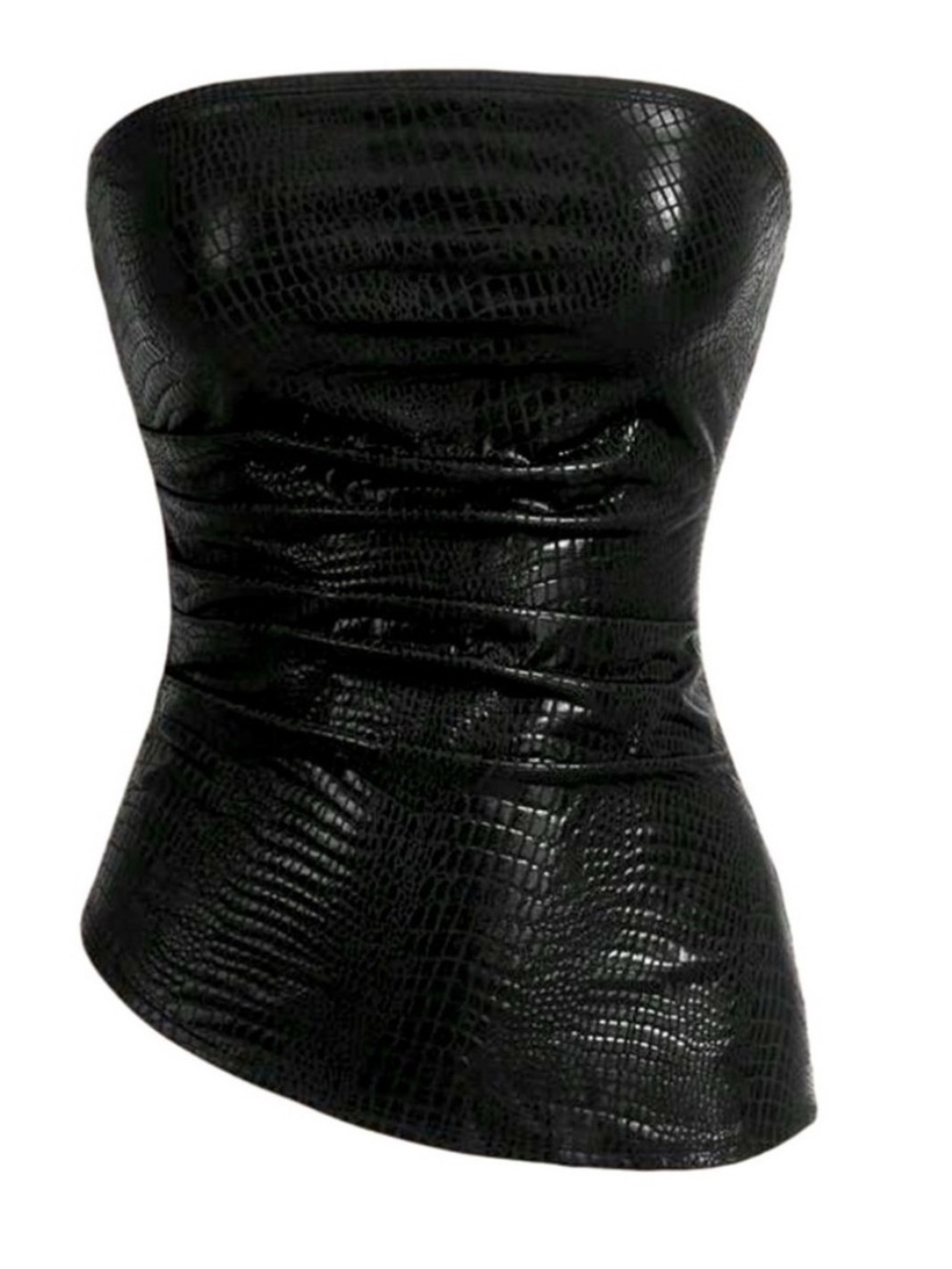 Croc-embossed Asymmetrical Strapless Top NEW 🏷️